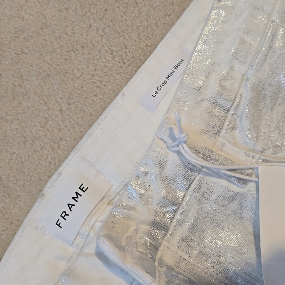 Frame cropped jeans, white/silver patina finish, size 28 - Picture 2 of 6